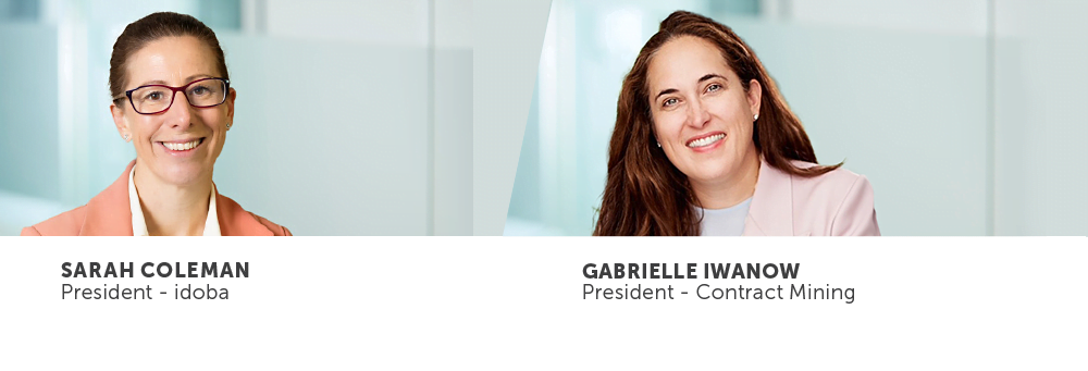 Side-by-side portraits of Sarah Coleman and Gabrielle Iwanow, Perenti Executive team members driving inclusion and diversity